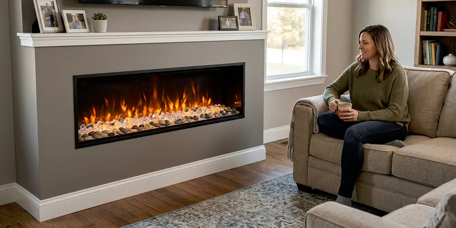 Electric Fireplace With Crystal and Pebble Embers Pasadena