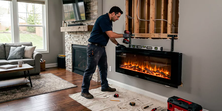 Fake Fireplace and Faux Insert Installation Pasadena