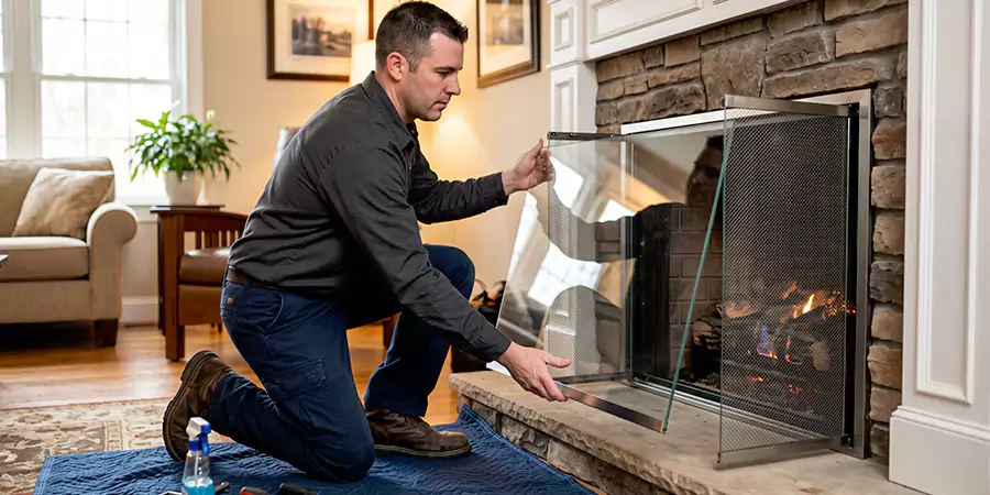 Fireplace Glass Panel and Screen Installation Pasadena