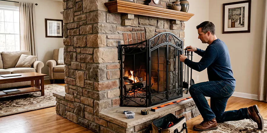 Custom and Decorative Fireplace Screen Installation Pasadena