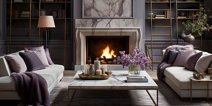 Modern Tile and Stone Fireplace Design Pasadena